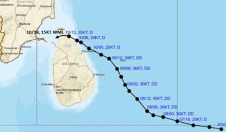 මන්නාරම් බොක්කේ පැවති අඩු පීඩන ප්‍රදේශය තවදුරටත් දුර්වල වෙයි